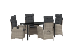 Conjunto de comedor de jardín Vidaxl de 5 piezas con cojines de ratán gris claro