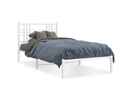Cama con Cabecero de Metal Blanco VIDAXL (207x105x90cm)
