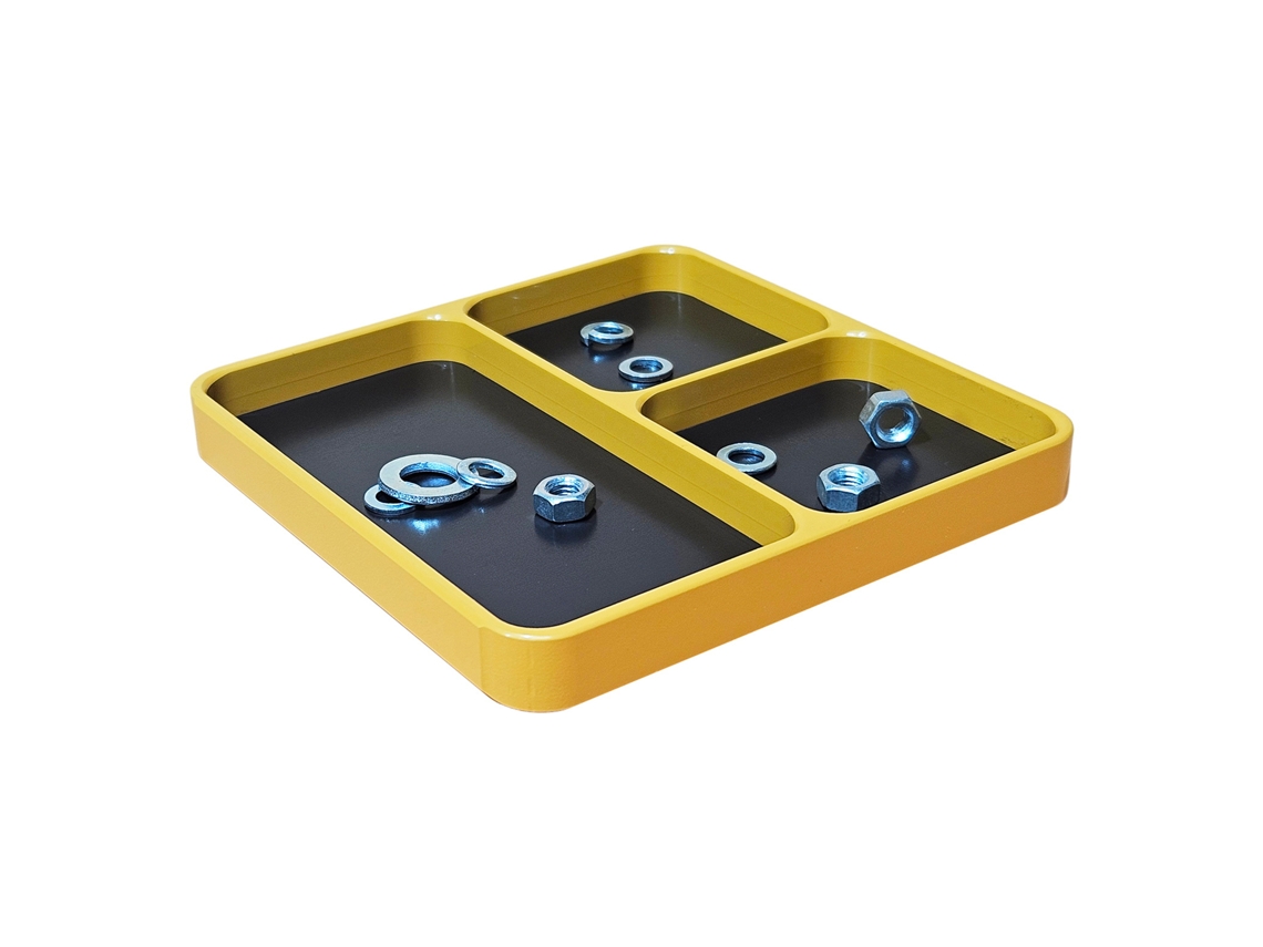 Estante magnético para piezas, coches RC y herramientas, con 4 compartimentos, bloque magnético extraíble, aluminio.