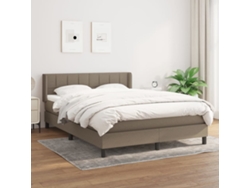 Cama Box Spring Con Colchón Tela Gris Taupe 140x200 Cm