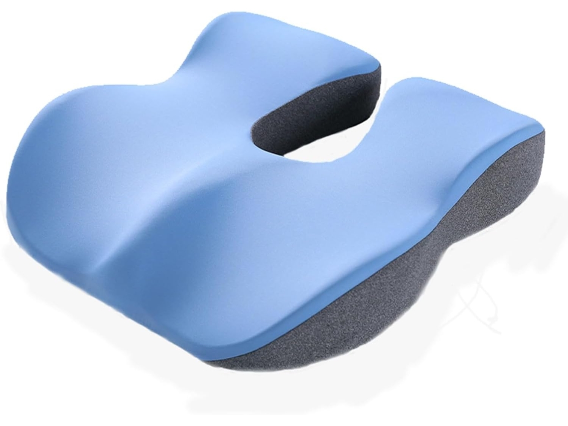Almofada De Assento Em Espuma Viscoelástica Eifson Para Alívio De Lesões No Cóccix, Suporte Lombar (cinza Claro/azul)