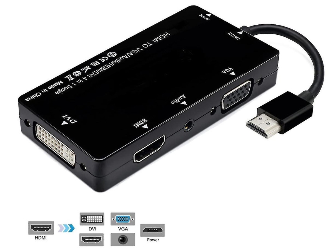 Cable Adaptador Convertidor Hdmi A Vga Dvi Hdmi Con 3 Micro Usb Audio YIZHOOD Inf156 Negro