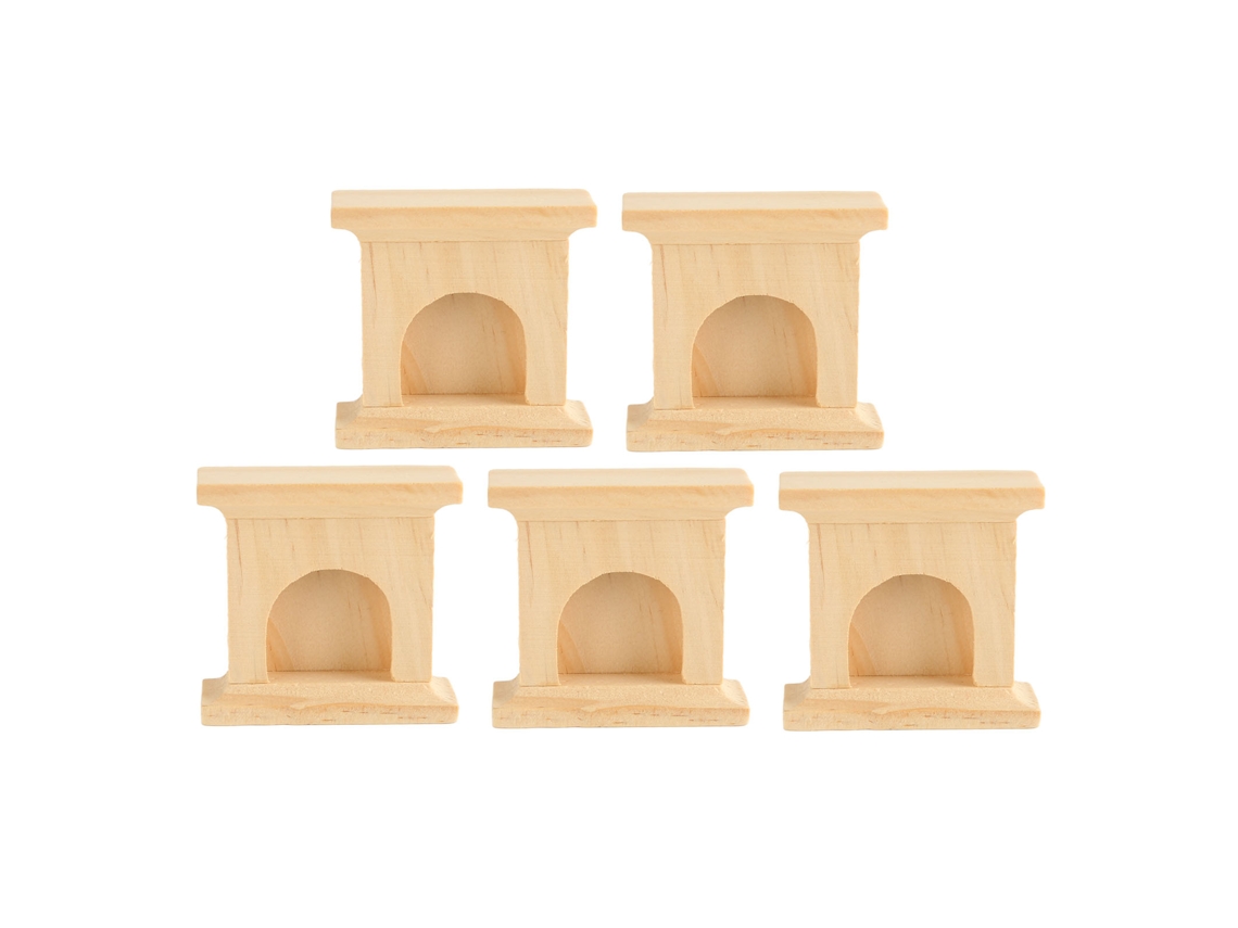 20du26 5 piezas Chimenea miniatura de madera inodora para decoración de casas de muñecas, blanca