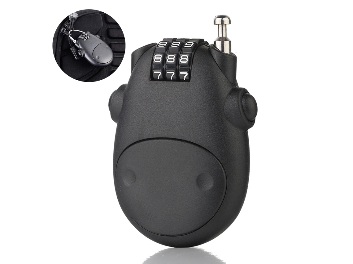 Candado de cable: candado de combinación para bicicleta, candado para casco, minicandado retráctil KOFIHETY