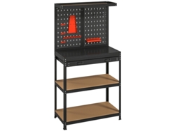 Mesa de taller 80x40,5x155cm Panel perforado Cajón 2 estantes Ziwei Store