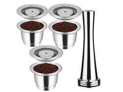 Paquete de 3 cápsulas reutilizables de acero inoxidable con prensador para máquinas Nespresso.