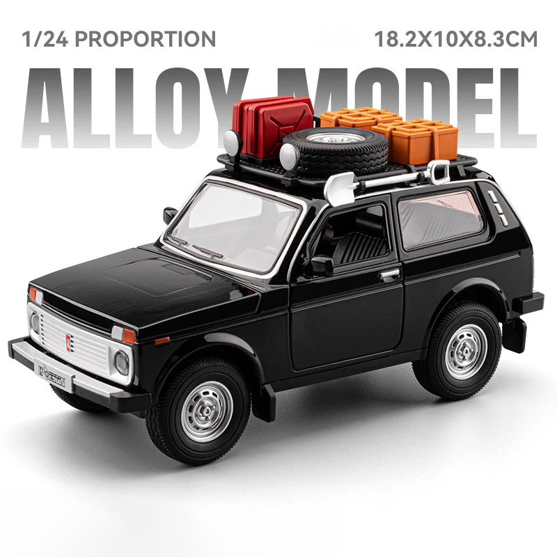 (negro) Coche De Juguete A Escala 1:24 De Aleación, Modelo De Metal Fundido A Presión, Con Sonido Y Luz.