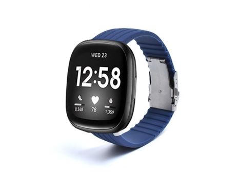 Correa Silicona Líquida para Fitbit by Google Versa 3 Azul Escuro