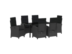 Maison Exclusive - Conjunto De Comedor De Jardín 7 Pcs Negro Ratán Sintético