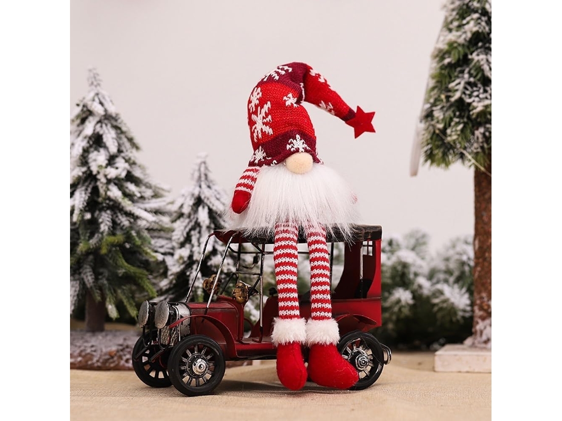 Adornos navideños de gnomos, decoración de mesa con adorno de árbol iluminado (rojo, pierna larga)