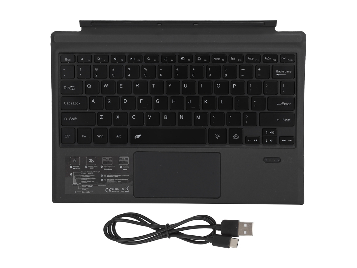 Teclado Bluetooth Sem Fio Portátil Com Touchpad E Iluminação Led 7 Cores Para Microsoft Pro 7/6/5/4/3 12.3in