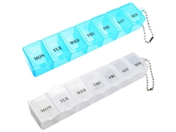 2 Pastilleros Portátiles, Organizador Semanal Con Compartimentos Para Vitaminas Y Suplementos (blanco Y Azul)