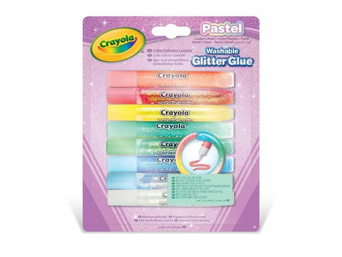 Juego Creativo BIGBUY SCHOOL Pegamento de barra Crayola Pastel Purpurina 8 Piezas 15,6 x 1,5 x 21,3 cm (Edad Mínima Recomendada: 3 años)