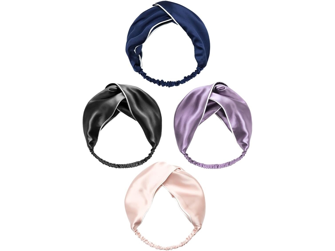Lot De 4 Bandeaux Croisés En Soie Élastique Para Femmes, Larges Bords
