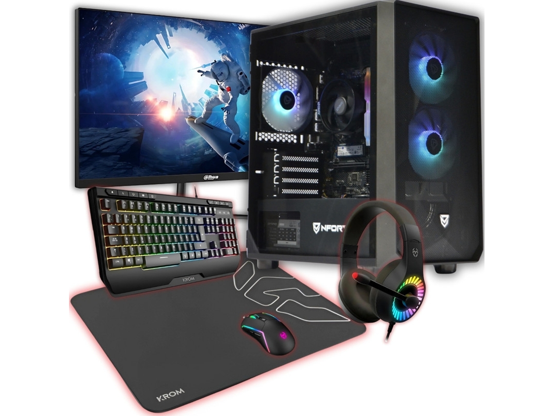 Juegos de escritorio • Monitor 24 100hz • Teclado y ratón Krom Kenia • AMD Ryzen 5 8600g 32gb Ram DDR5 1 Tb M.2 Ssd Trendingpc