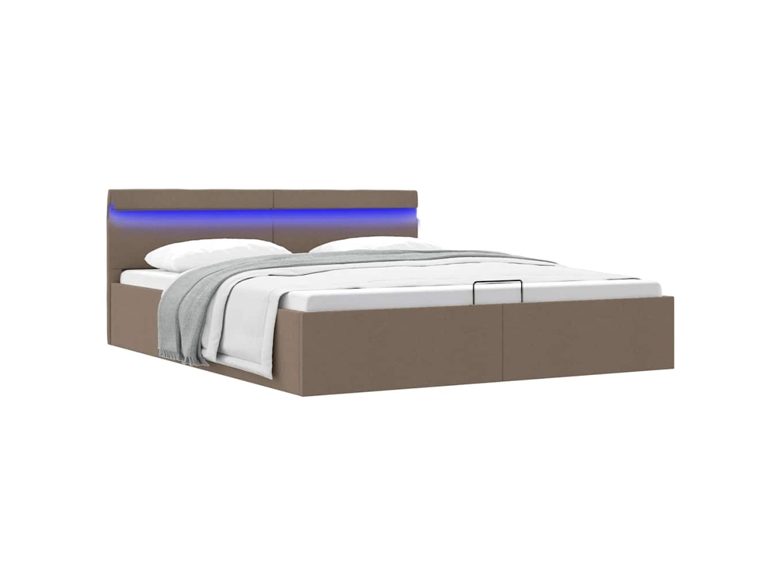 Cama Canapé Hidráulica Almacenaje Sin Colchón Taupe 160x200 Cm