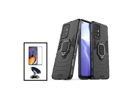 Kit De Película De Vidrio Templado De Cubierta Completa 5D 3X1 Soporte De Coche Magnético De Defensor Militar Para OPPO A94 5G - Negro PHONECARE