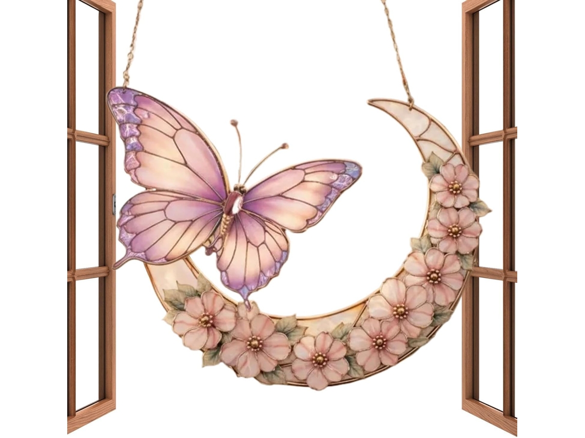 Atrapasueños - Mariposa 2d Para Decoración Del Hogar Atrapasueños De Luna Para Colgar En La Ventana Para Uso Interior Y