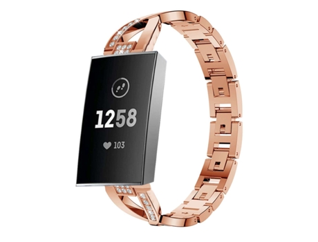 Correa Pulsera Acero Luxury para Fitbit by Google Charge 3 Rosa Dorado