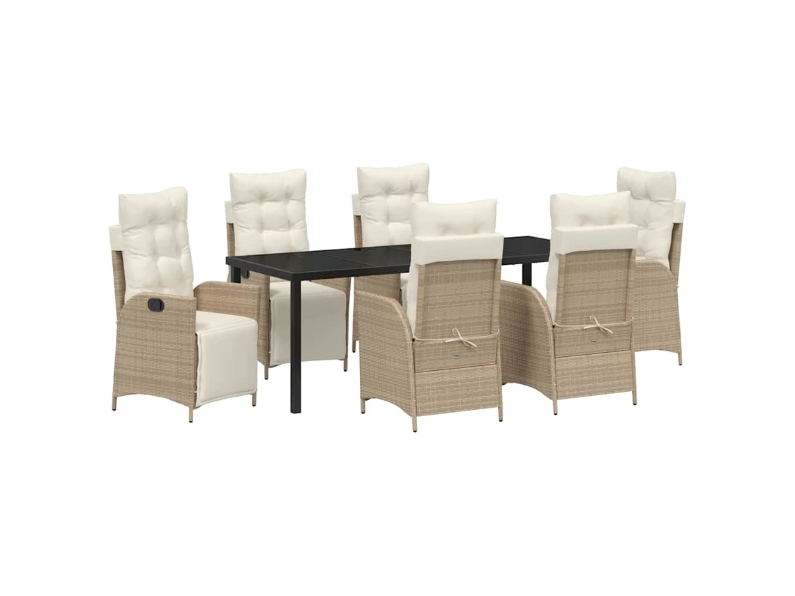 Maison Exclusive - Conjunto De Comedor De Jardín 7 Pcs Beige Ratán Sintético