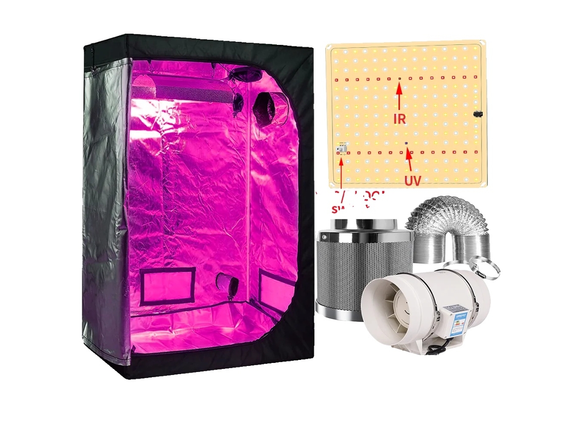 Sistema de cultivo hidropónico, luces LED de espectro completo, kits completos de armario de cultivo, paquete CA, kit de 150 x 150 x 200 cm