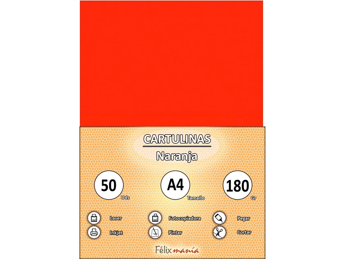 Cardboard 180Gr A4 Naranja 50 Hojas