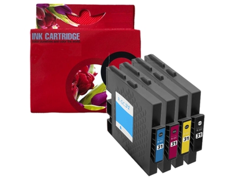 Pack 4 Cartuchos de Tinta Compatibles Ricoh Tinta de Sublimación GC31K GC31C GC31M GC31Y 405688/405701 405689/405702 405690/405703,405691/405704