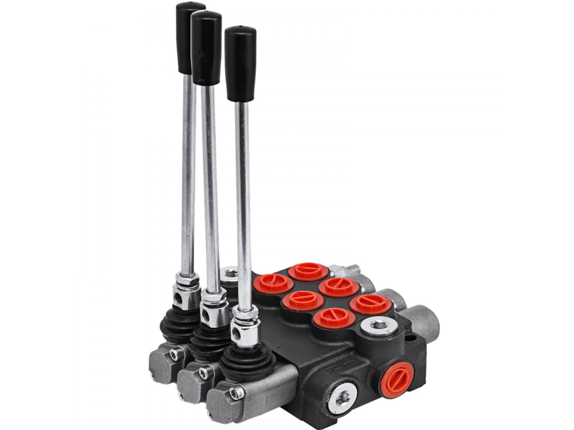 Válvula hidráulica de 3 vías, 11 GPM, 3600 PSI, retorno por resorte, ideal para tractores - TEKMAQUINAS