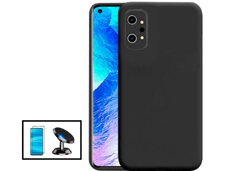Kit Protector de Cristal Templado 5D Full Cover, Funda Silicona Liquida y Soporte Magnético de Coche Realme GT Neo2 PHONECARE Negro
