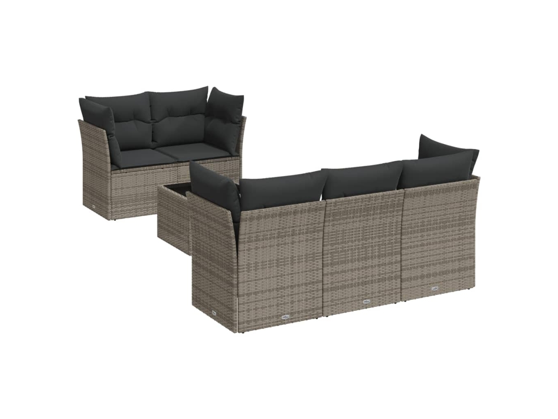 Maison Exclusive - Set De Muebles De Jardín 6 Pzas Y Cojines Ratán Sintético Gris