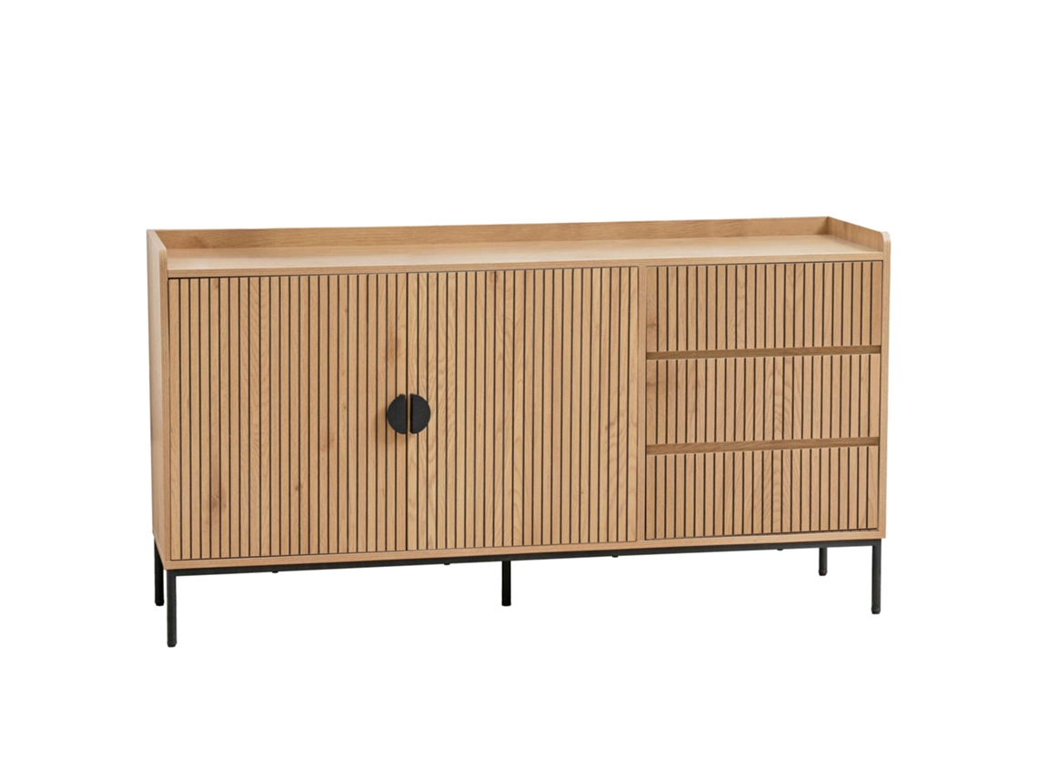 Aparador de 2 puertas y 3 cajones en acero y MDF decorado con melamina 150 cm