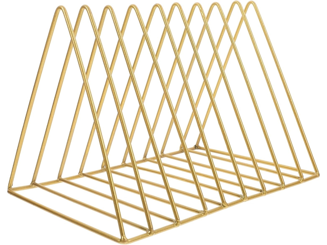 Soporte Triangular Grande De Hierro Dorado Para Libros, Organizador De Escritorio Multifuncional.