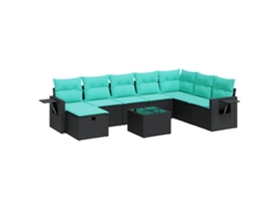 Maison Exclusive - Set De Sofás De Jardín Con Cojines 9 Pzas Ratán Sintético Negro