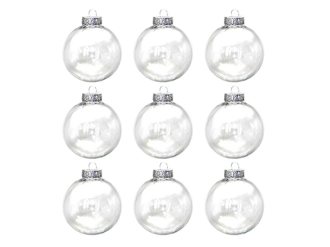 Juego de 9 bolas colgantes transparentes huecas, decoración navideña, bola redonda con flor eterna. Hengjian