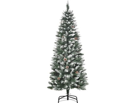 Navidad Homcom 830370 verde 55x55x150 cm pvc artificial ø55x150cm con 464 puntas y 28 piñas decoración