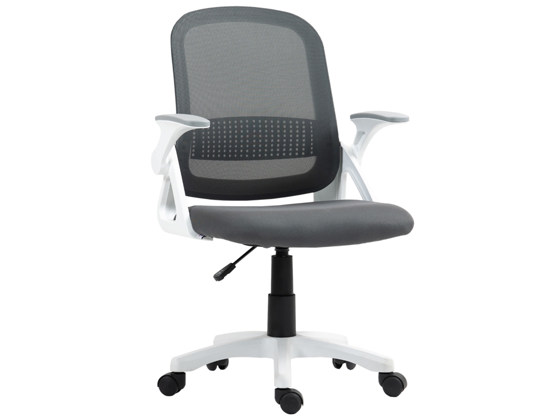 Silla De Oficina Ergonómica, Silla De Oficina De Malla Con Reposabrazos Abatibles, Altura Regulable, Gris.