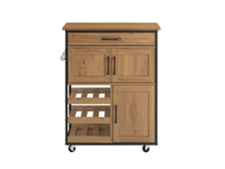 Mueble de cocina vintage Sobuy con ruedas y cajones marrones
