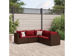 Conjunto de jardín de 5 piezas con cojines de mimbre marrón de DKD Home Decor