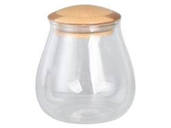 Tarro De Cristal Hermético Con Tapa De Madera Para Té, Café Y Granos, 900 Ml.