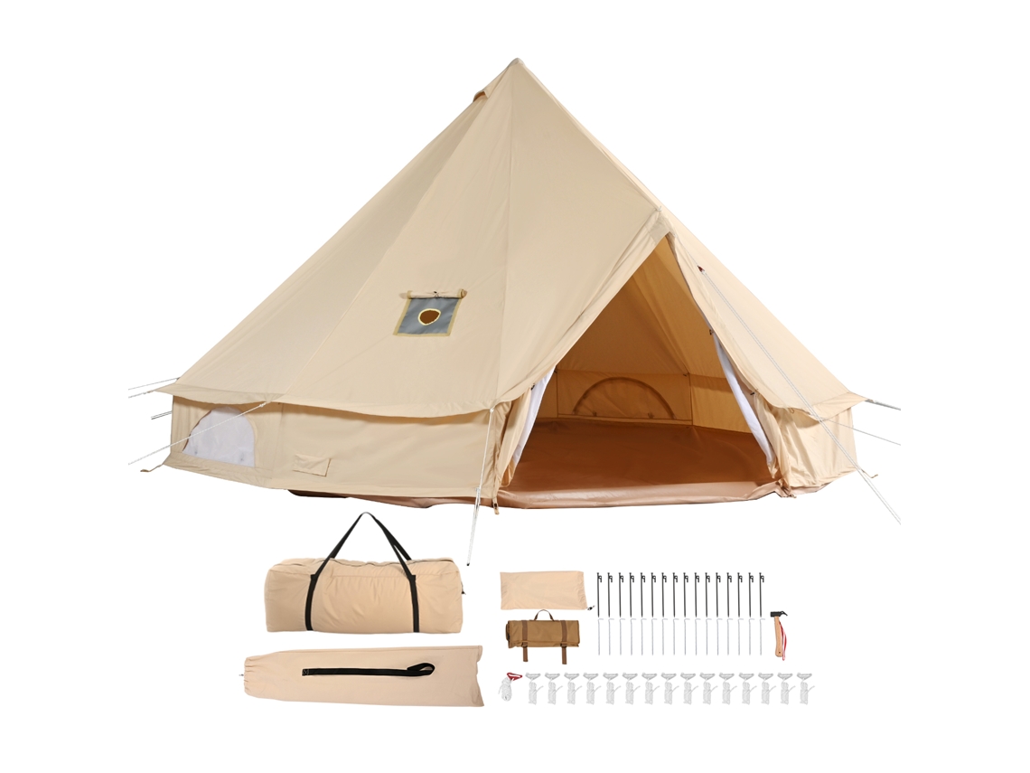 Tienda de lona SucceBuy de 7 m
Tienda de campaña tipo yurta Bell para acampar
Capacidad para hasta 12 personas
Con ventilación de chimenea
