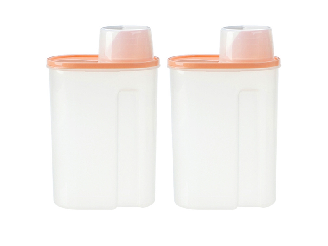 Recipientes herméticos para alimentos secos con taza medidora de acero inoxidable rosa (10x7.5x2.5cm) Kofihety
