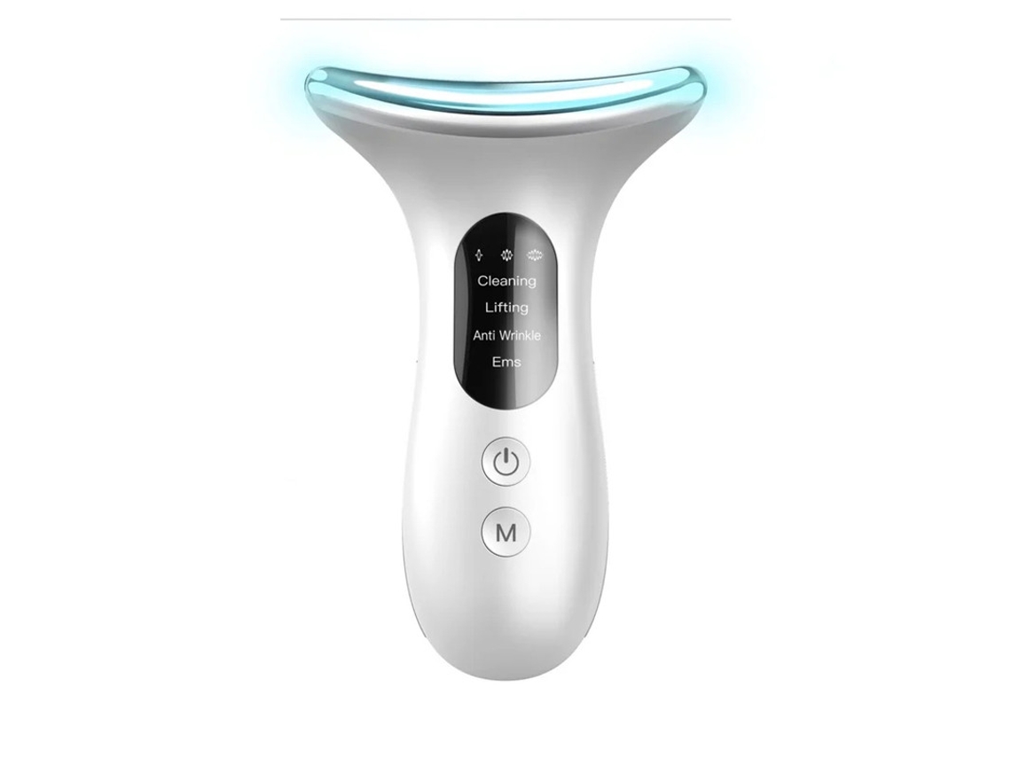 Massageador Facial 4 Modos Rejuvenescimento Térmico Led De Tripla Ação Massageador Antienvelhecimento Para Pescoço E Olhos Branco Yizhood