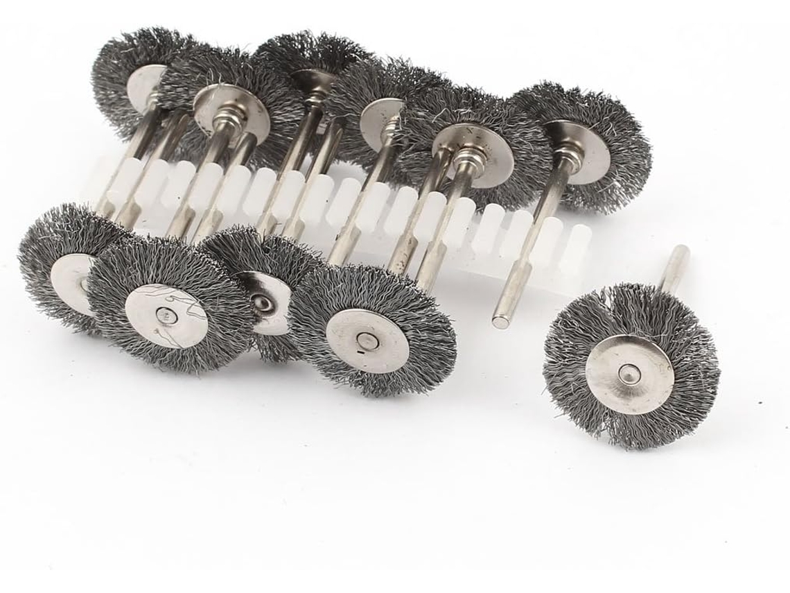 Juego de 10 cepillos rotativos de acero inoxidable con vástago de 1/8 de pulgada y cerdas de 0,9 pulgadas CHABERLU