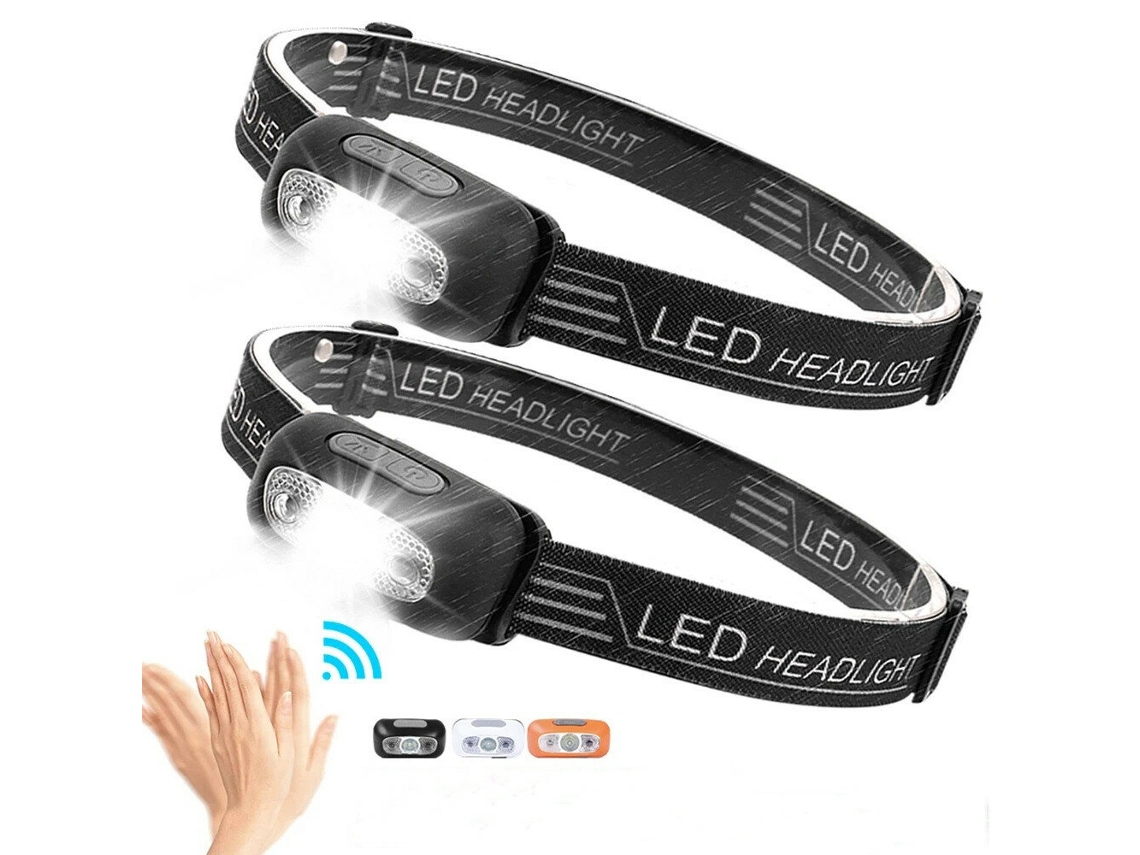 Preta Lanterna Cabeça Inteligente Ar Livre Sensor Movimento Usb Potente Led Pesca Noturna Portátil Corrida Noturna