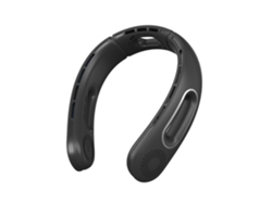 Ventilador de cuello recargable de 5200 mAh con carga USB, diseño perforado, funcionamiento silencioso, 4 velocidades (negro)
