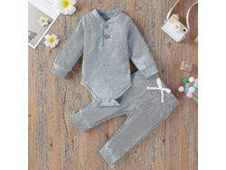 2026-conjunto Para Bebé Niño 2 Piezas: Camiseta Cuello Redondo Manga Larga + Pantalones De Cintura Elástica Para Fiesta