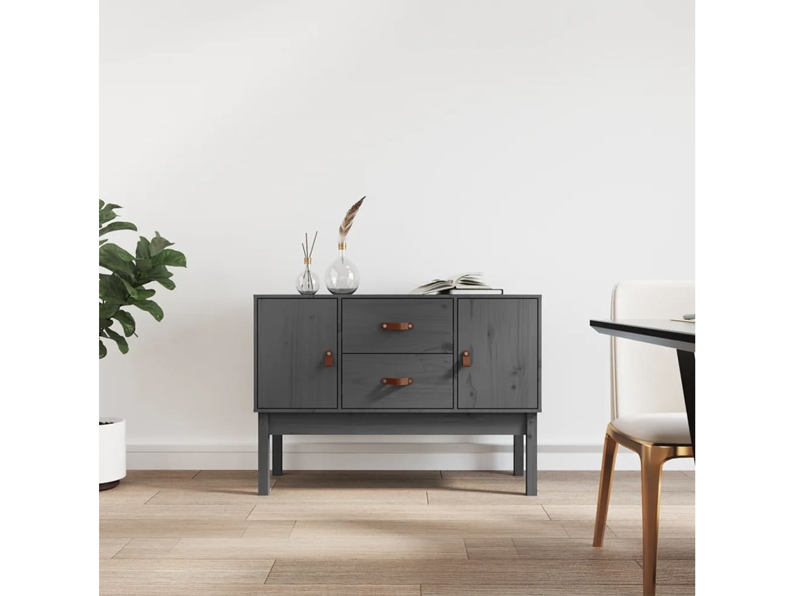 Aparador Madera Maciza De Pino Gris 110x40x78 Cm