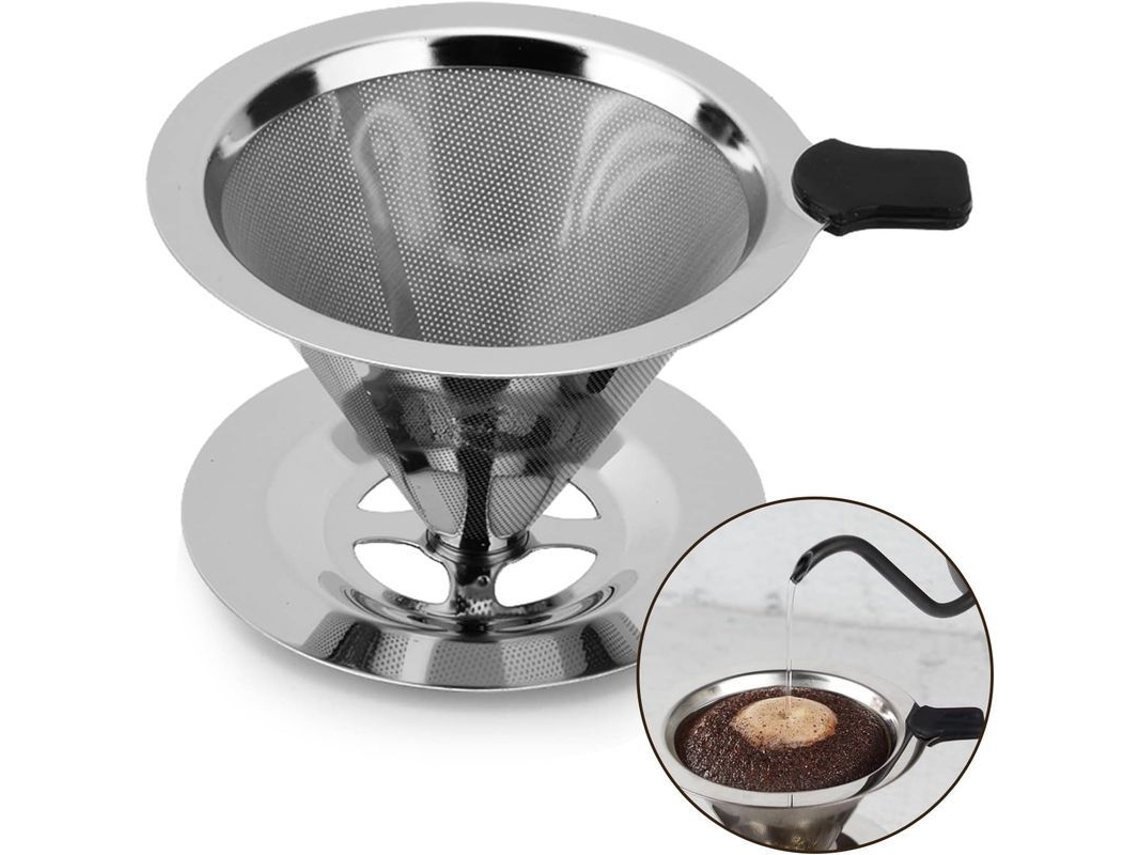 Filtro De Café Reutilizable De Acero Inoxidable, Cónico, 1-4 Tazas Kzm