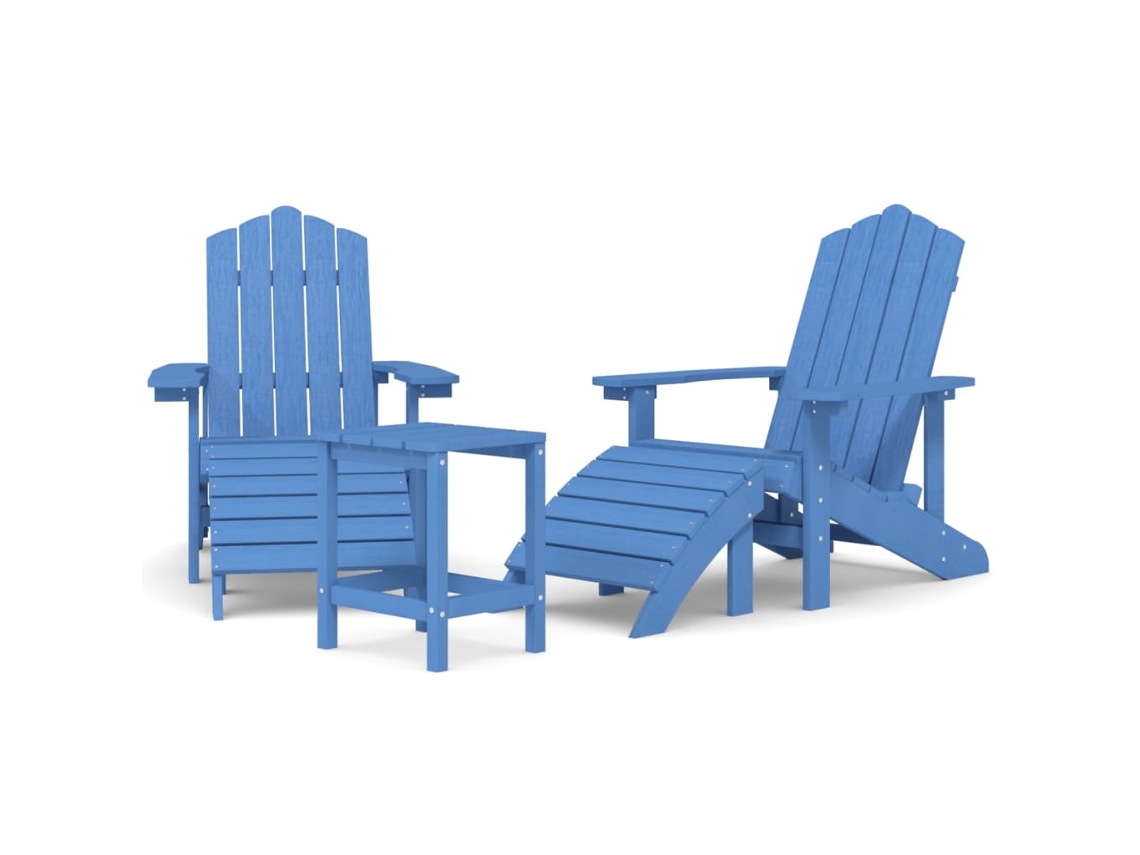 Maison Exclusive - Sillas De Jardín Adirondack Reposapiés Y Mesa Hdpe Aguamarina