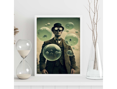 NACNIC Poster Traje Y Sombrero En Estilo Surrealismo Cinematográfico Ilustraciones Y Grabados De Historieta Abstracta Y Artística A4 Marcos Negros